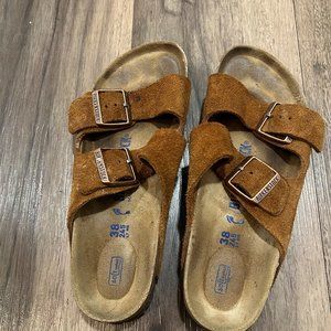 Birkenstock Arizona Soft Footbed, Suede Leather, Mink, Size US 7-7.5/EU 38